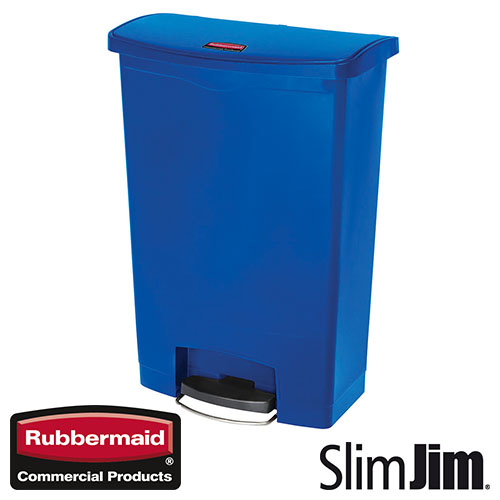 Afvalbak Slim Jim Front Step On container Rubbermaid 90 liter blauw